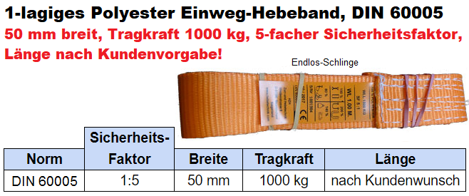 Hebeband 1000 kg schwarz, Hebebänder / Rundschlingen, Produkte