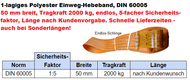 Einwegband Tragkraft 2000 kg