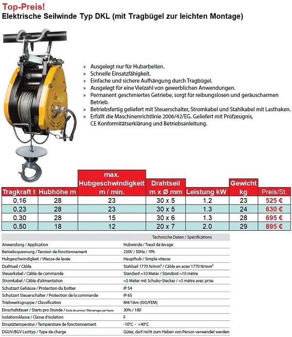 Elektro-Seilwinde DKL