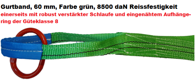 Gurtband 60 mm grün mit Ring