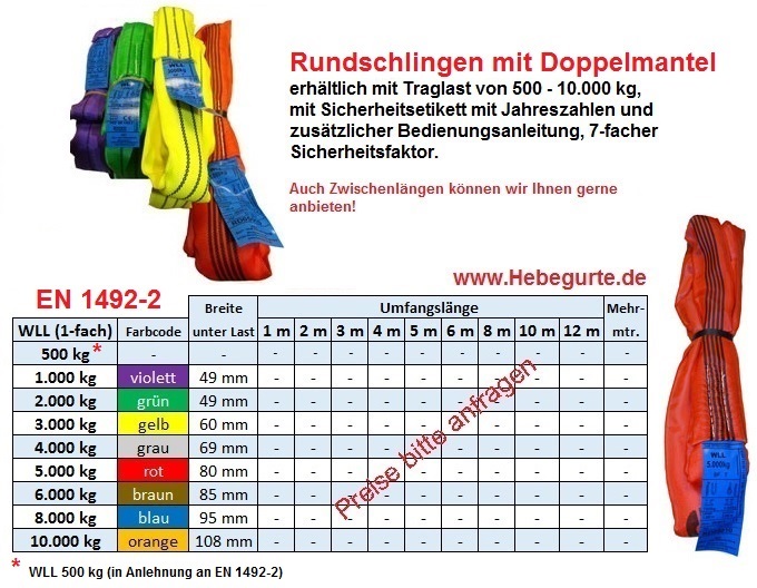 Pewag Rundschlinge Hebeband Hebegurt Hebeschlinge Krangurt EN 1492-2 grün, Transportgeräte, Betriebseinrichtung, Maschinen, Werkstatt