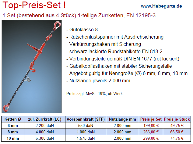 Zurrketten-Preisangebote