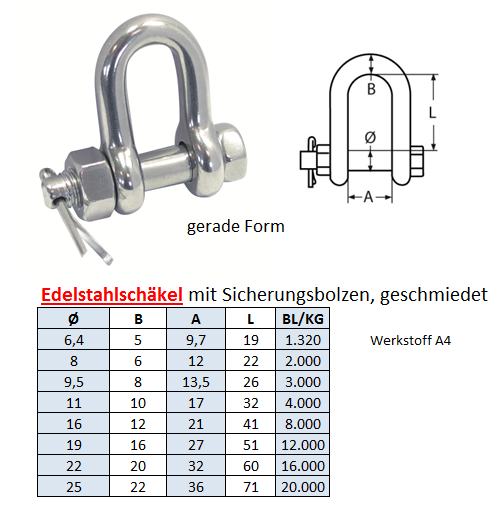 Sicherheits-Edelstahlschäkel