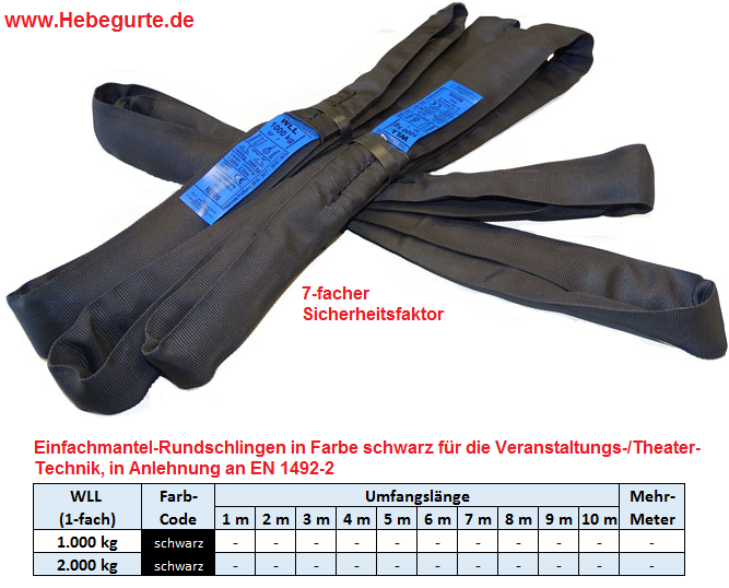 Rundschlinge Hebeband Hebegurt Krangurt WLL 1000 kg violett, Rundschlingen/Hebebänder, Maschinen & Geräte